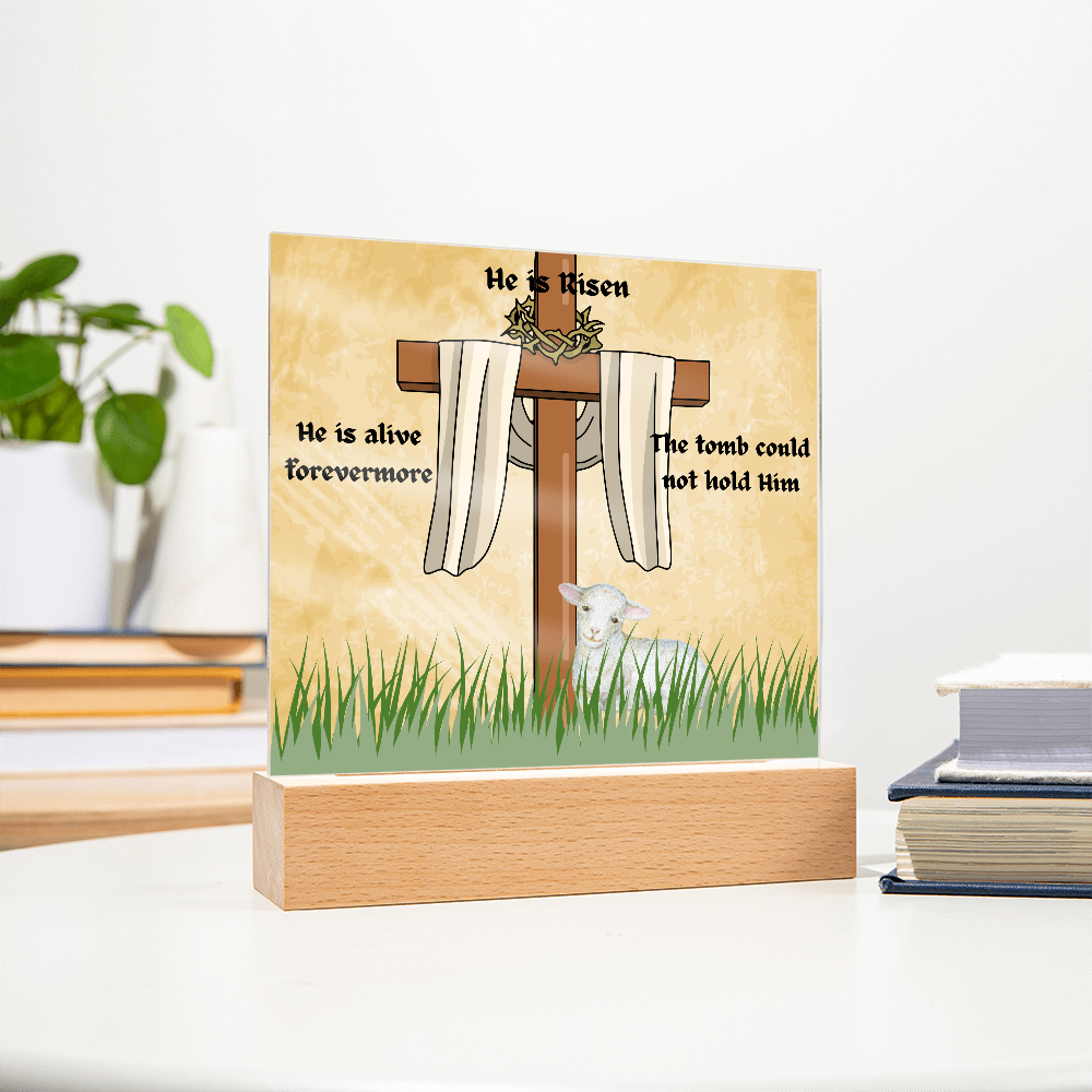 He is Risen Lamb of God Printed Square Acrylic Plaque