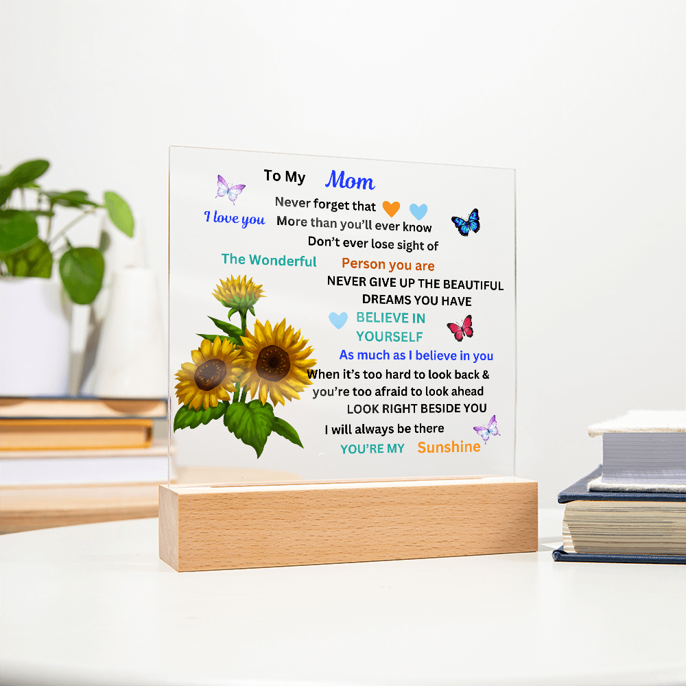 To My Mom Printed Acrylic Square Plaque
