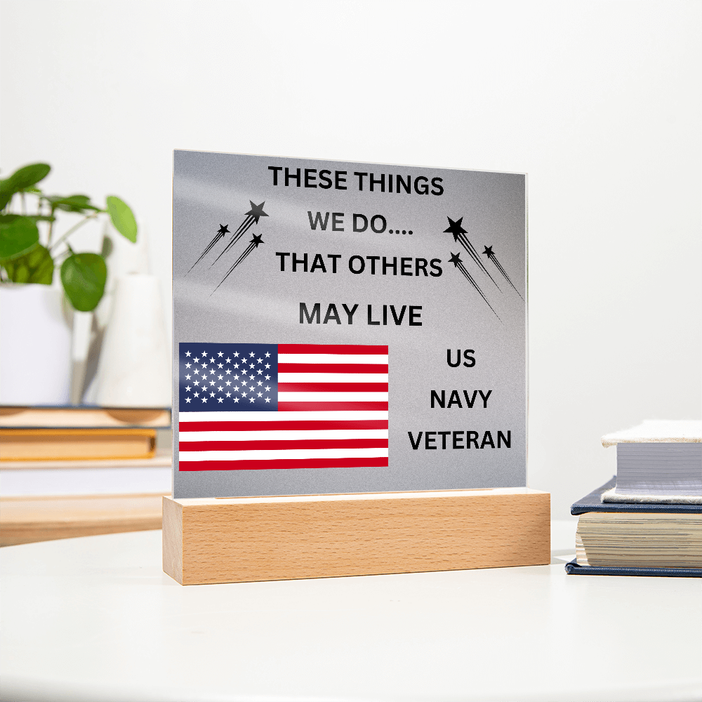 US Navy Veteran Printed Acrylic Square Plaque