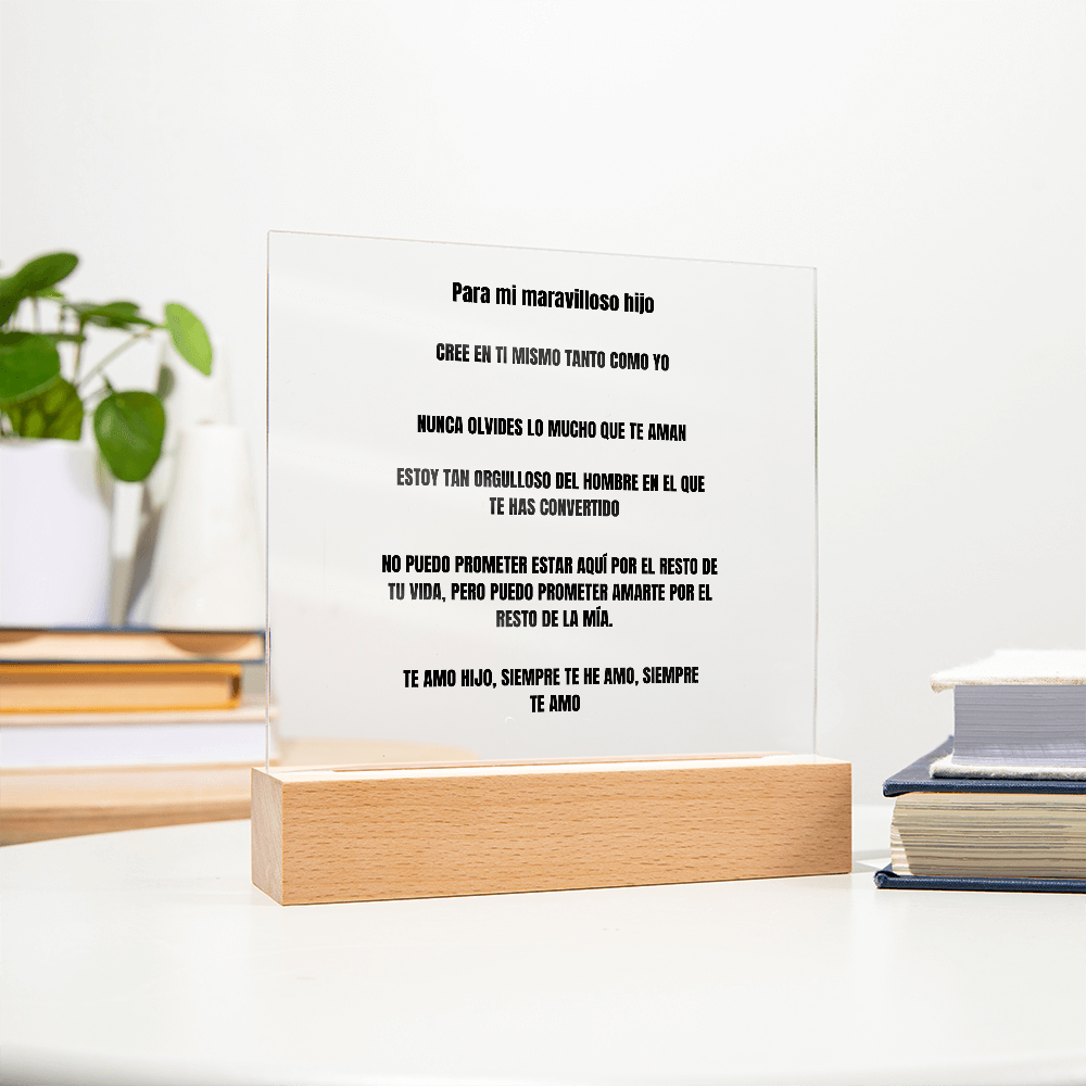 To My Amazing Son Acrylic Square Plaque Spanish