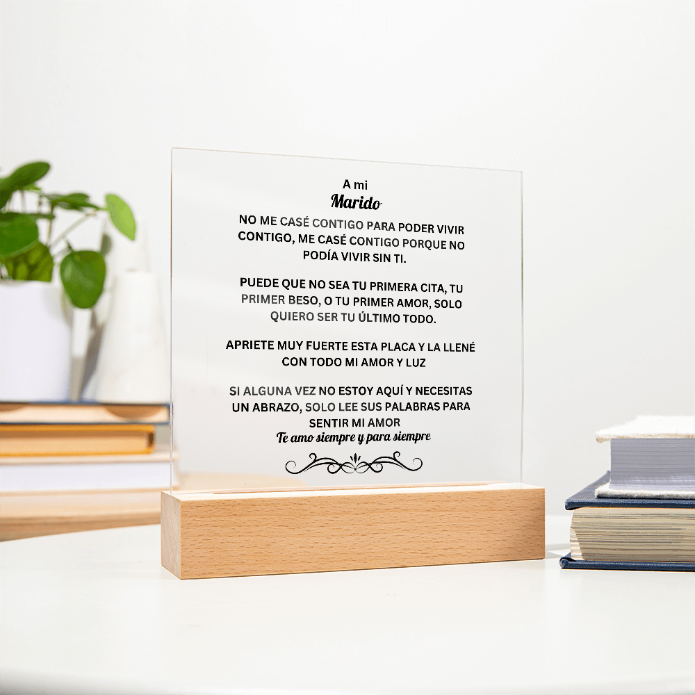 To My Husband Acrylic Square Plaque Spanish