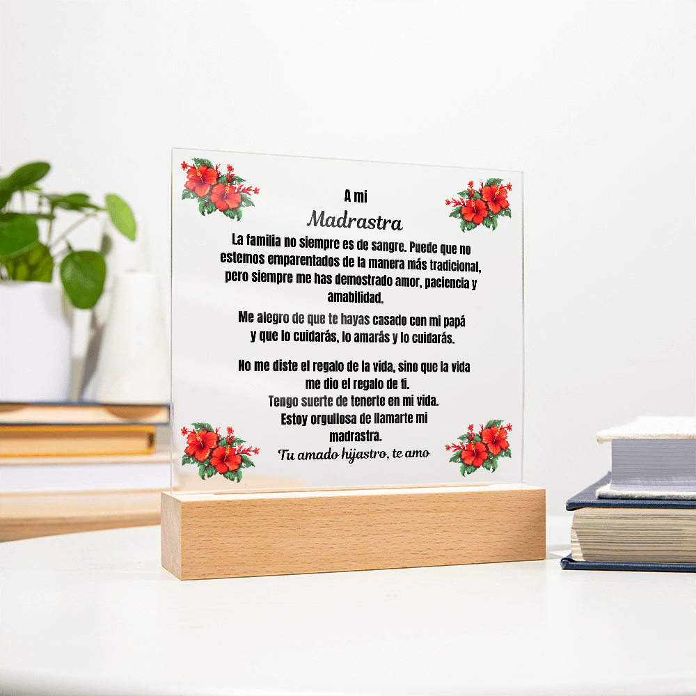 To My Step Mom Square Acrylic Plaque Spanish