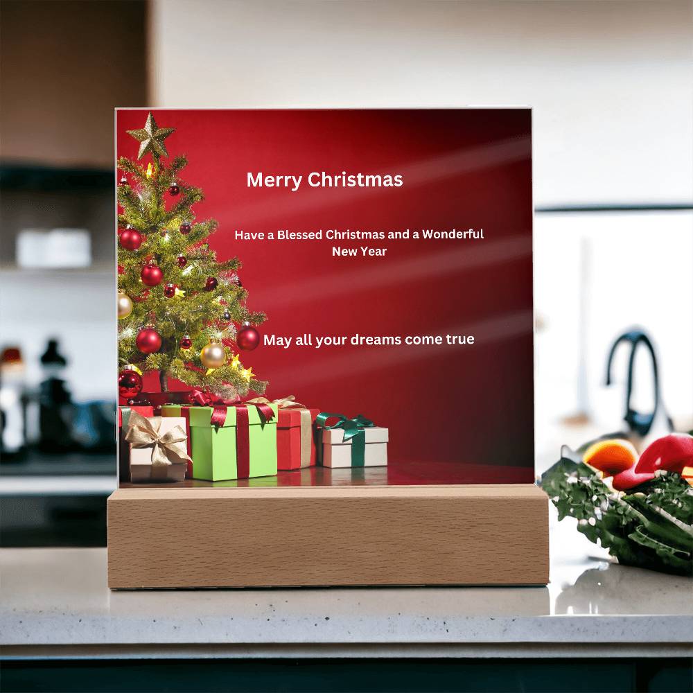 Merry Christmas Tree Printed Acrylic Plaque