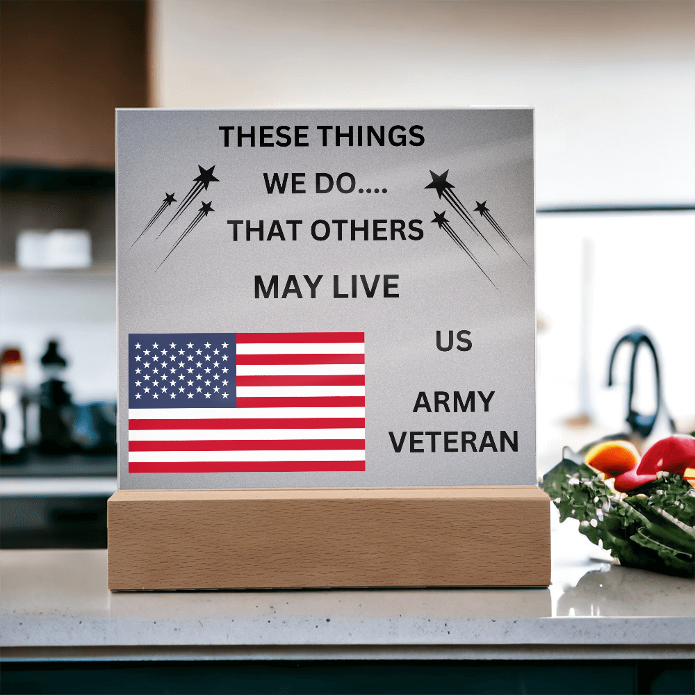 US Army Veteran Printed Acrylic Square Plaque
