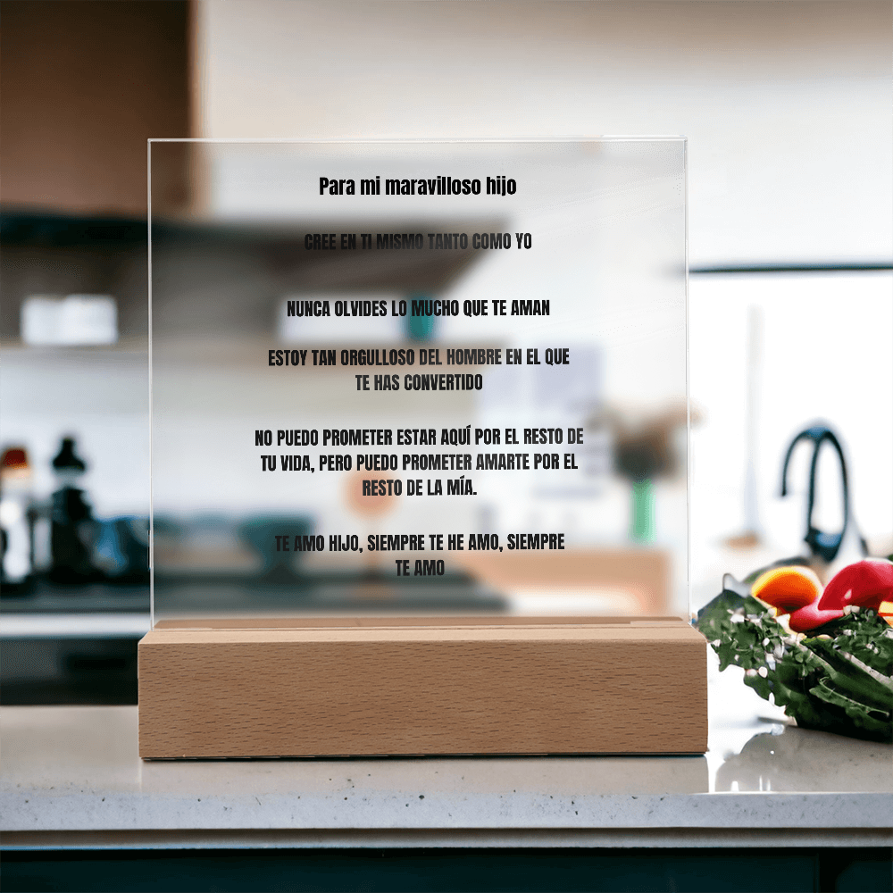 To My Amazing Son Acrylic Square Plaque Spanish