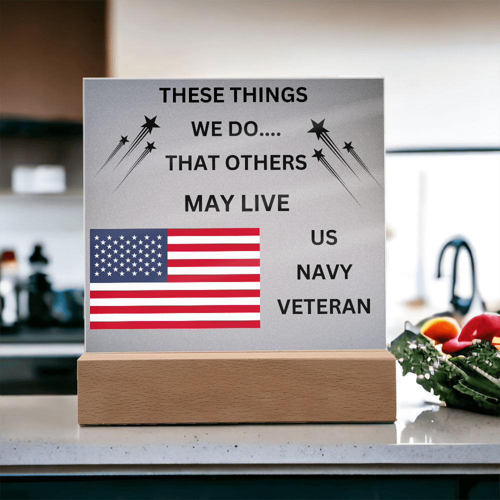 US Navy Veteran Printed Acrylic Square Plaque