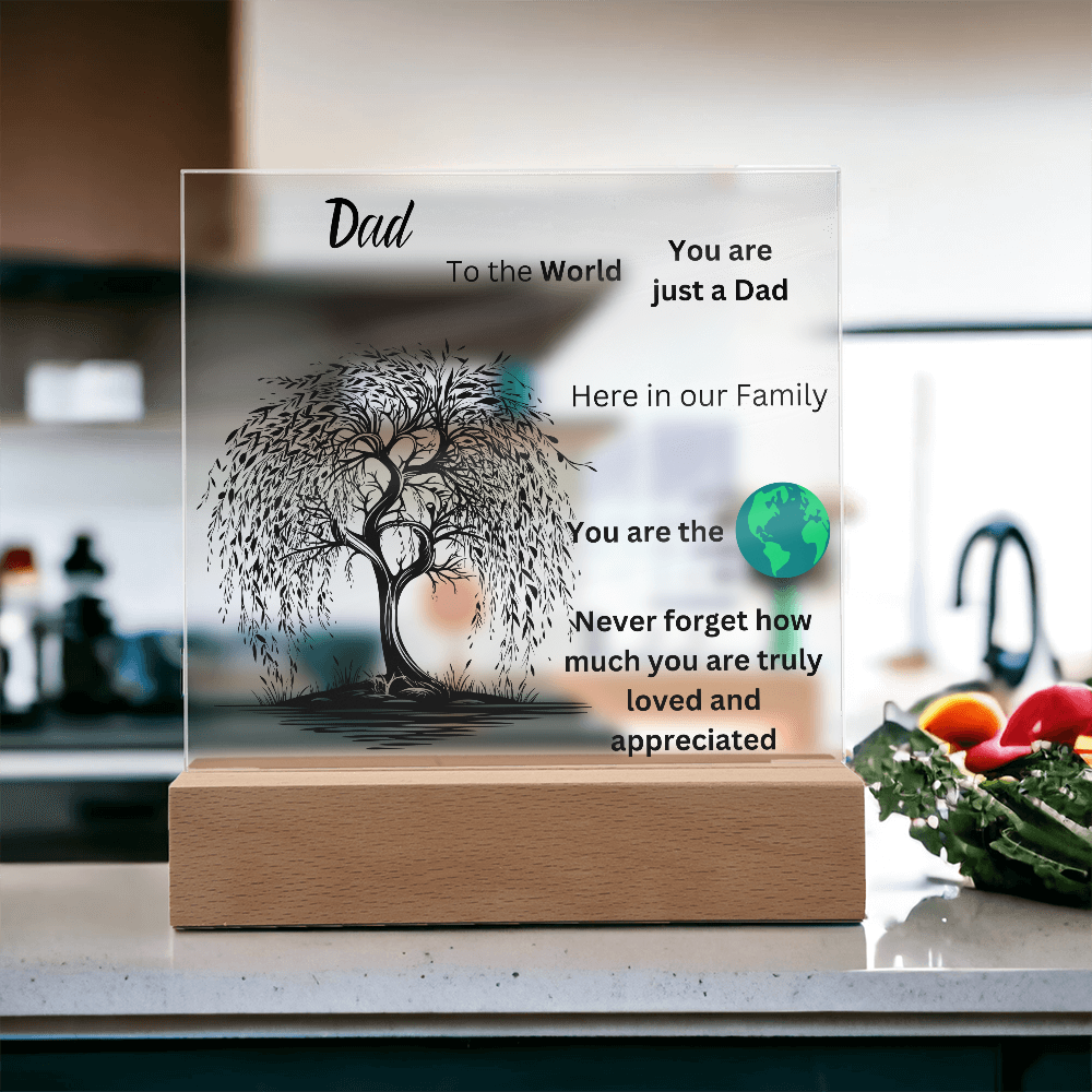 Dad To The World Printed Acrylic Square Plaque
