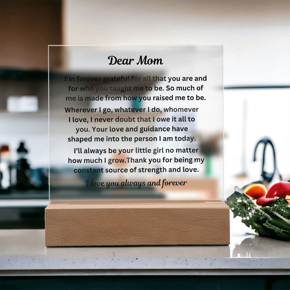 Dear Mom Engraved Acrylic Square Plaque