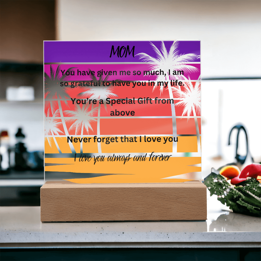 MOM Palm Tree Printed Acrylic Square Plaque
