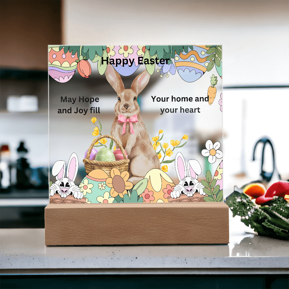Happy Easter Printed Square Acrylic Plaque