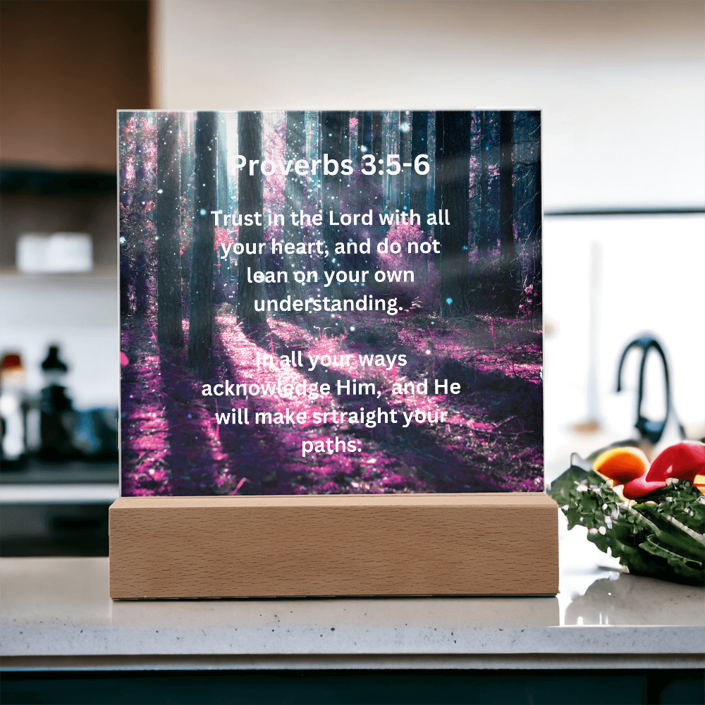 Proverbs 3:5-6 Acrylic Square Plaque