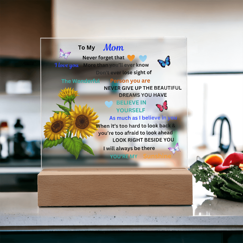 To My Mom Printed Acrylic Square Plaque