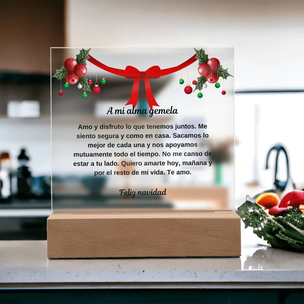 To My Soulmate Spanish Merry Christmas Square Plaque