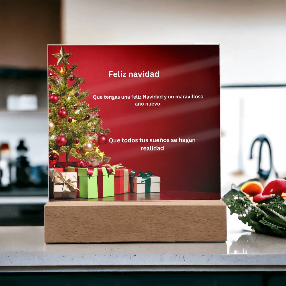 Spanish Merry Christmas Tree Printed Acrylic Plaque