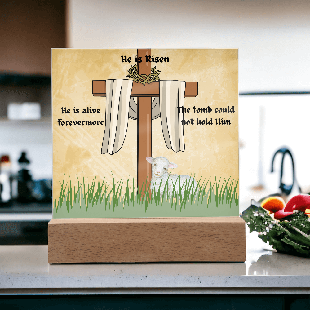 He is Risen Lamb of God Printed Square Acrylic Plaque