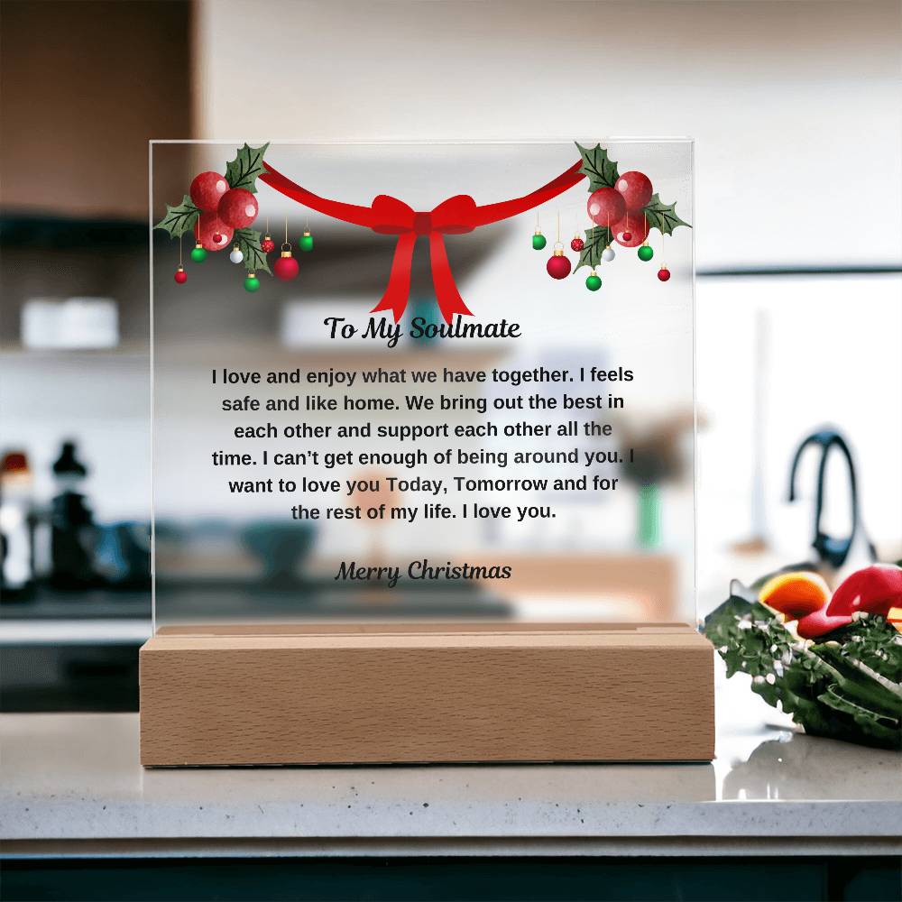 To My Soulmate Merry Christmas Square Plaque