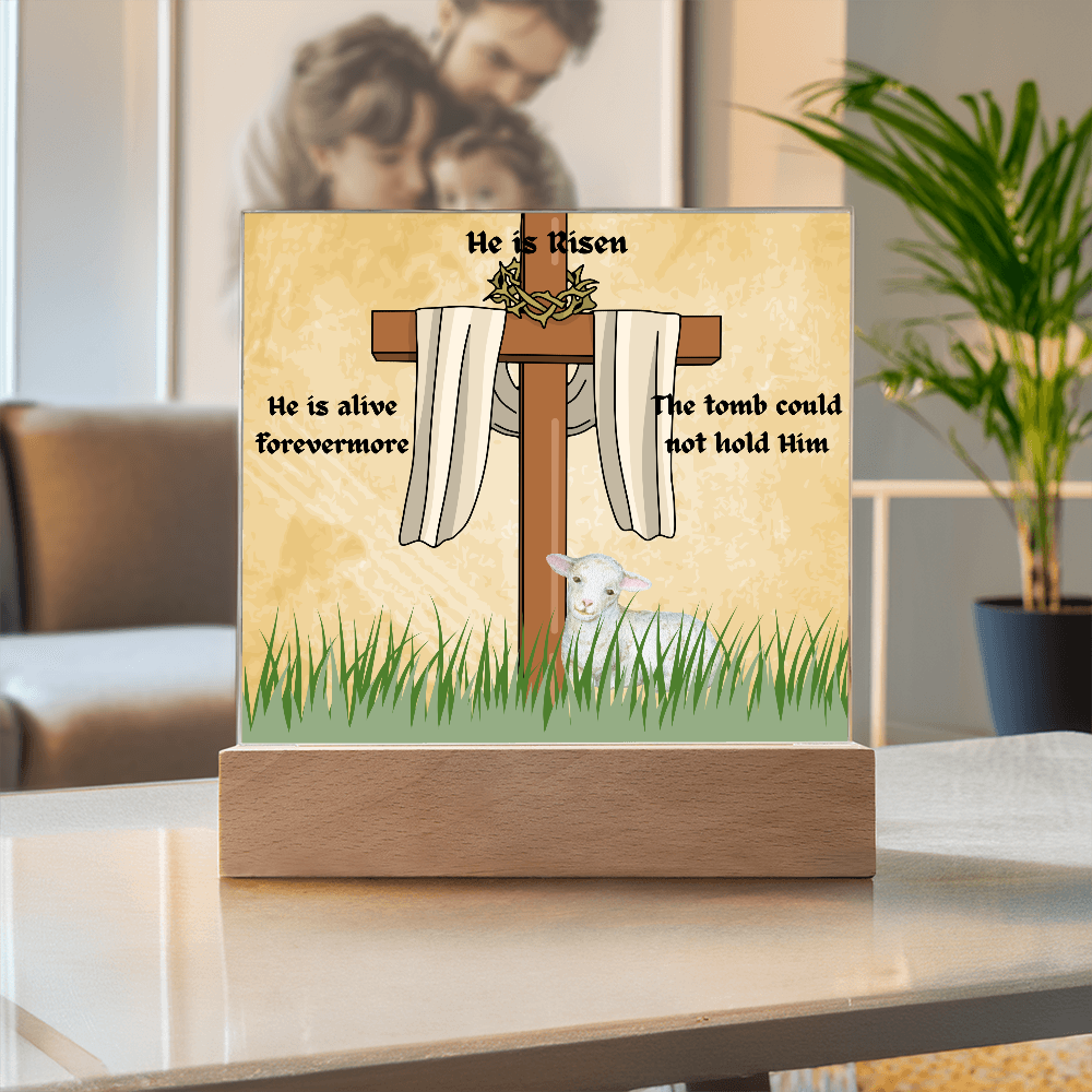 He is Risen Lamb of God Printed Square Acrylic Plaque