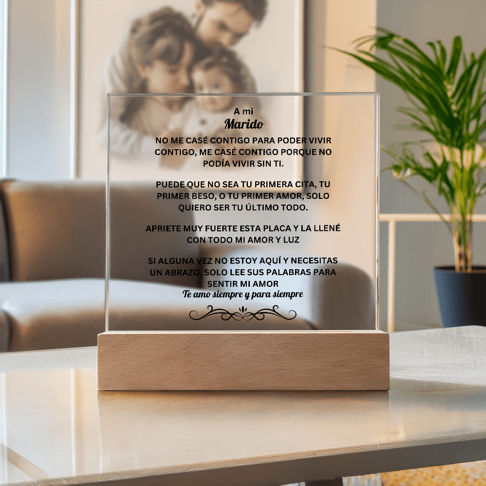 To My Husband Acrylic Square Plaque Spanish