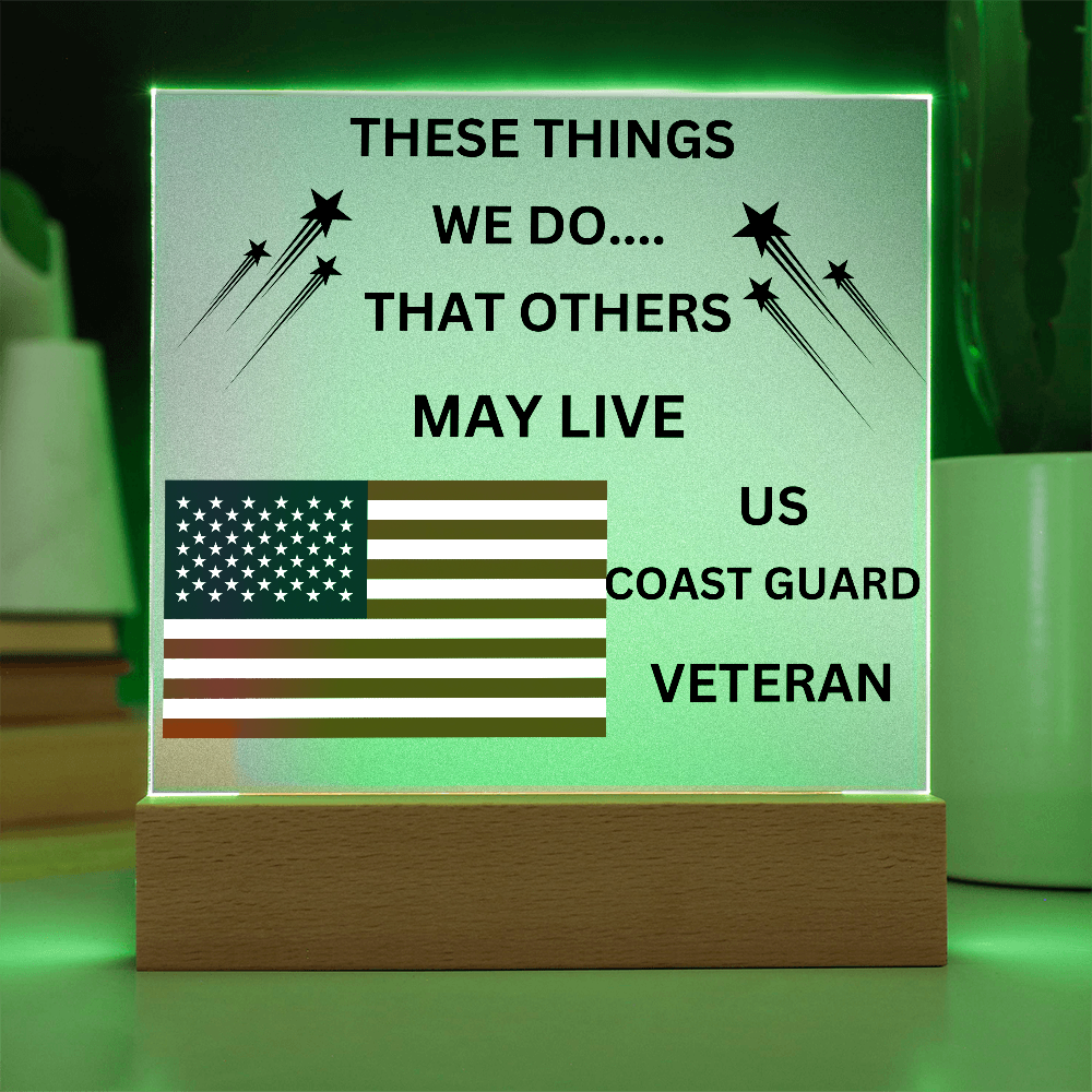 US Coast Guard Veteran Printed Acrylic Square Plaque