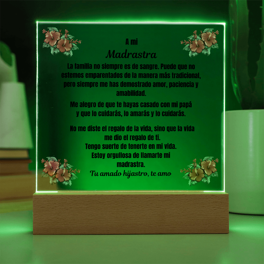 To My Step Mom Square Acrylic Plaque Spanish