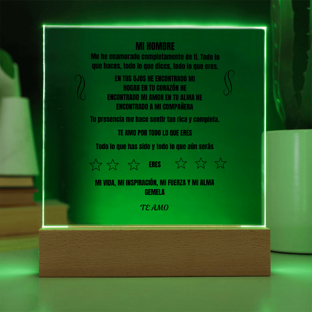 My Man Printed Square Plaque Spanish