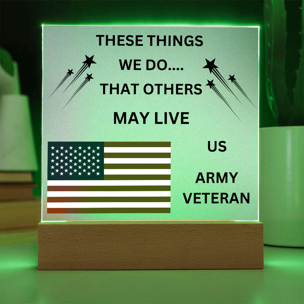 US Army Veteran Printed Acrylic Square Plaque