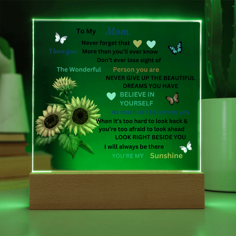 To My Mom Printed Acrylic Square Plaque