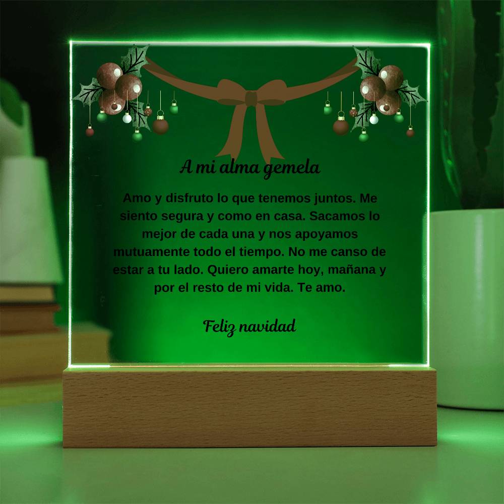 To My Soulmate Spanish Merry Christmas Square Plaque