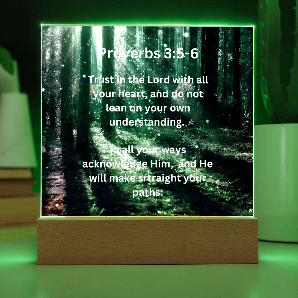 Proverbs 3:5-6 Acrylic Square Plaque