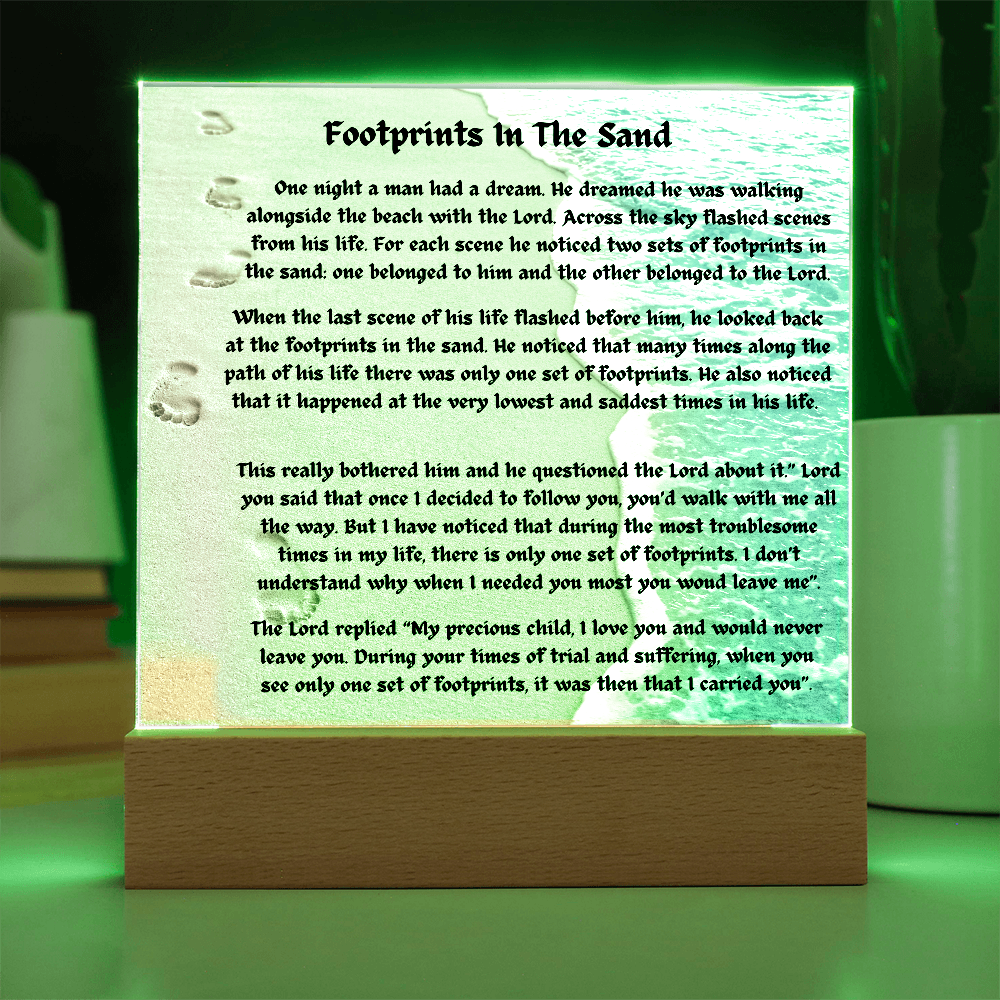 Footprints In The Sand Acrylic Square Plaque