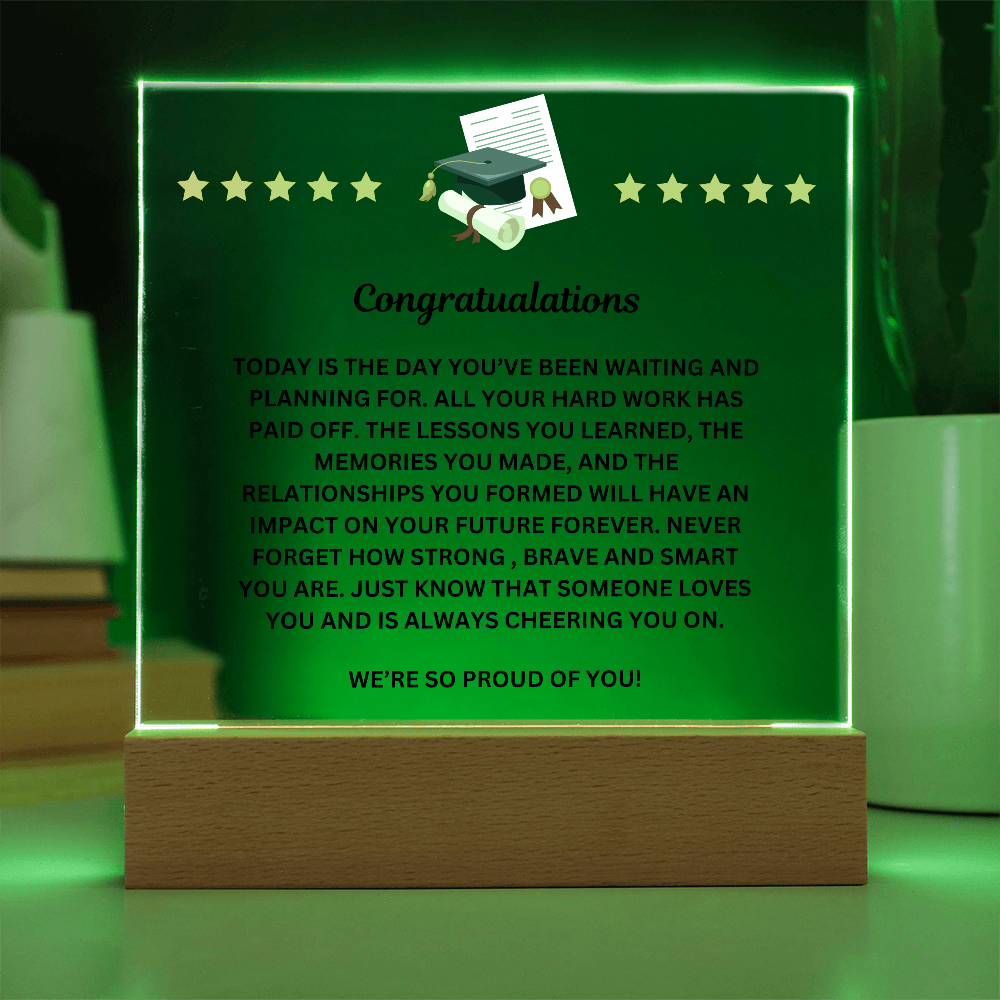 Graduation Congratulaions Printed Acrylic Sqauare Plaque