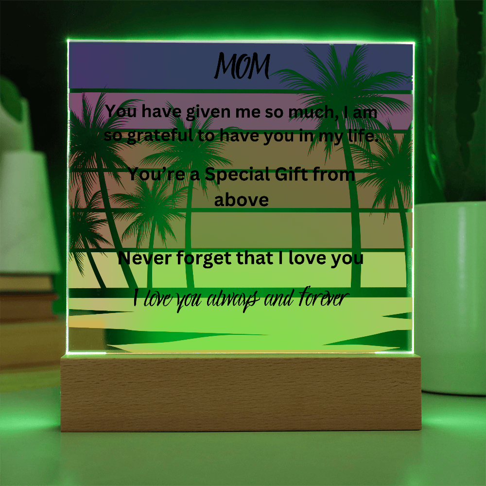 MOM Palm Tree Printed Acrylic Square Plaque