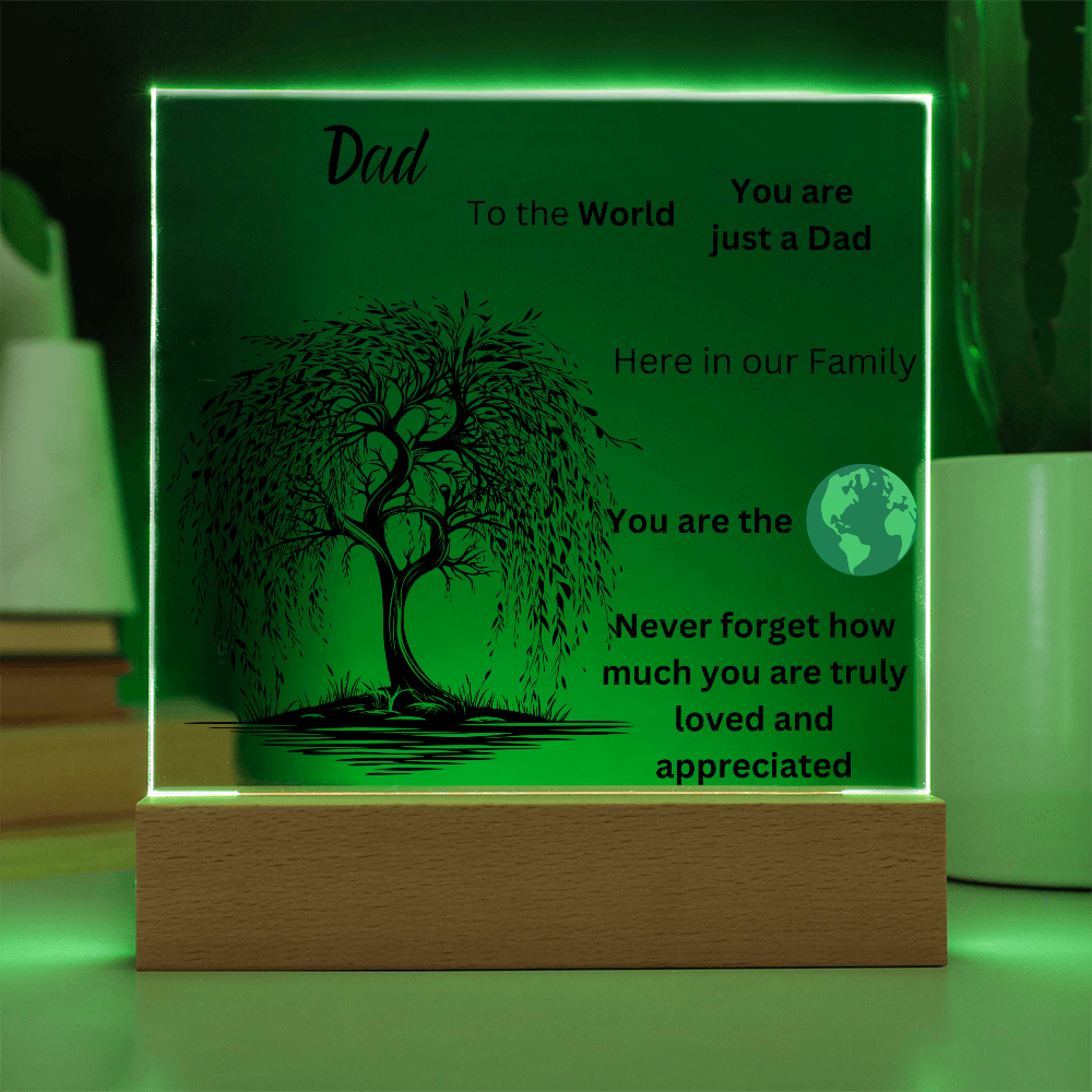 Dad To The World Printed Acrylic Square Plaque