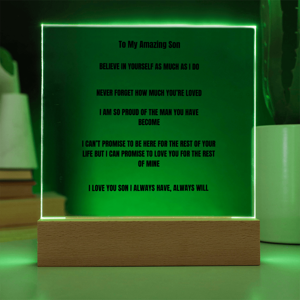 To My Amazing Son Acrylic Square Plaque