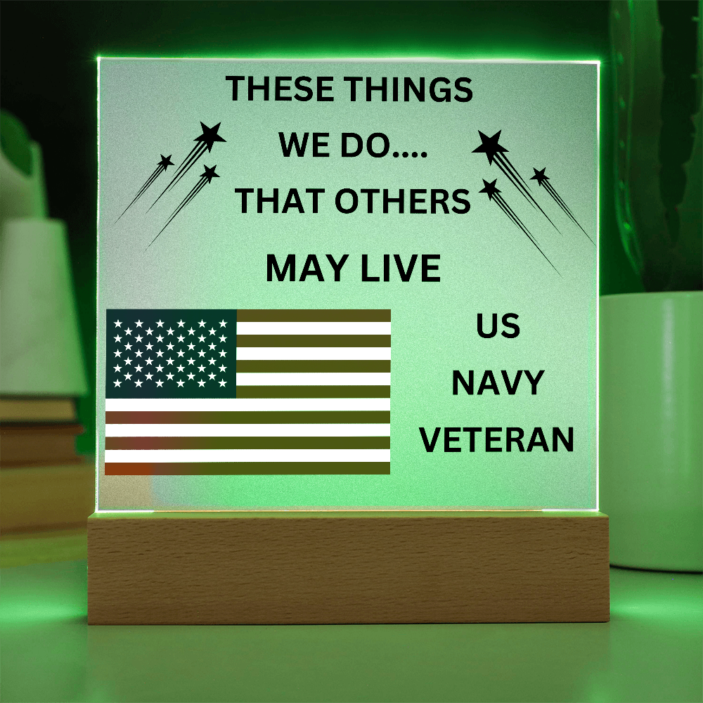 US Navy Veteran Printed Acrylic Square Plaque