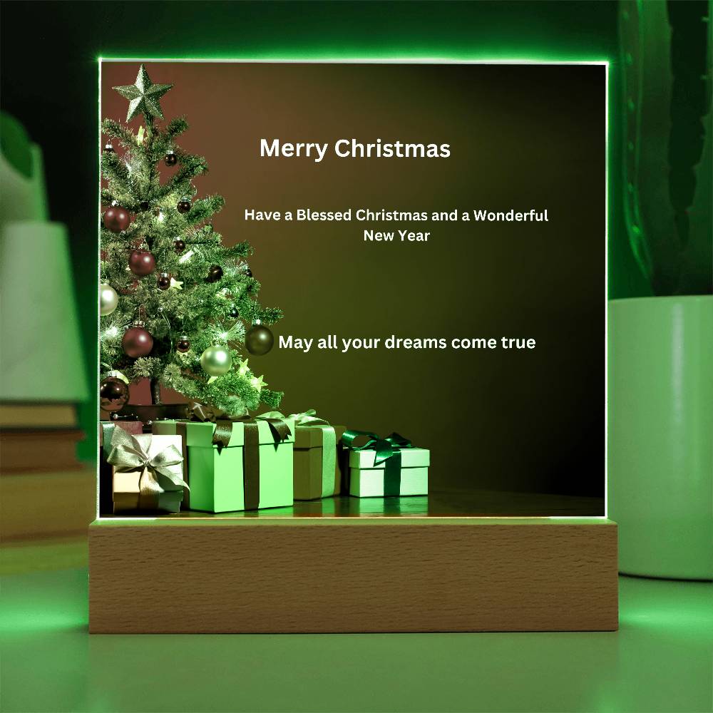 Merry Christmas Tree Printed Acrylic Plaque