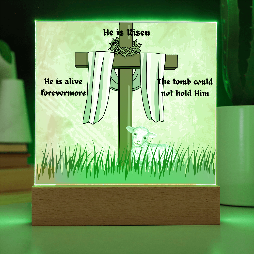 He is Risen Lamb of God Printed Square Acrylic Plaque