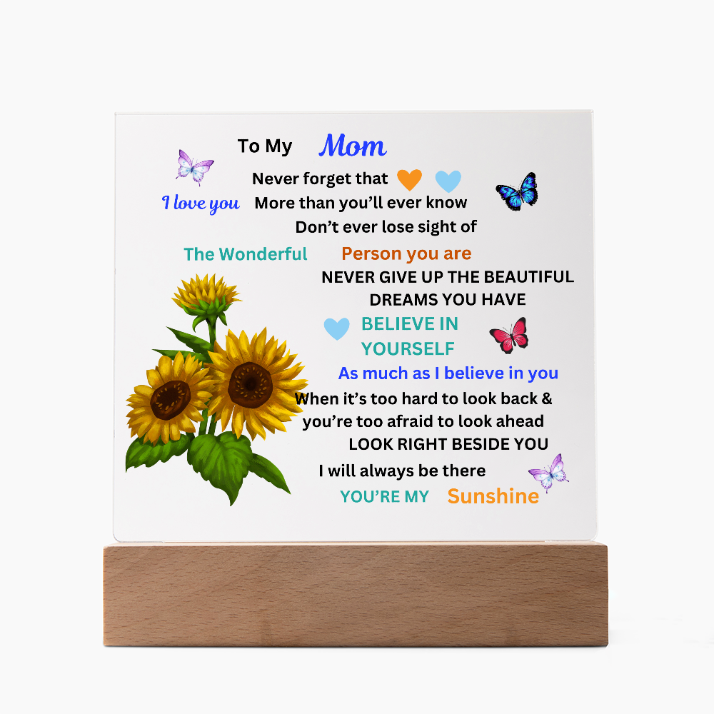 To My Mom Printed Acrylic Square Plaque