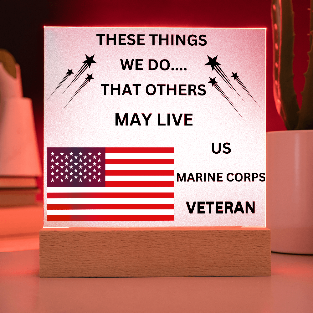 US Marine Corps Veteran Printed Acrylic Square Plaque