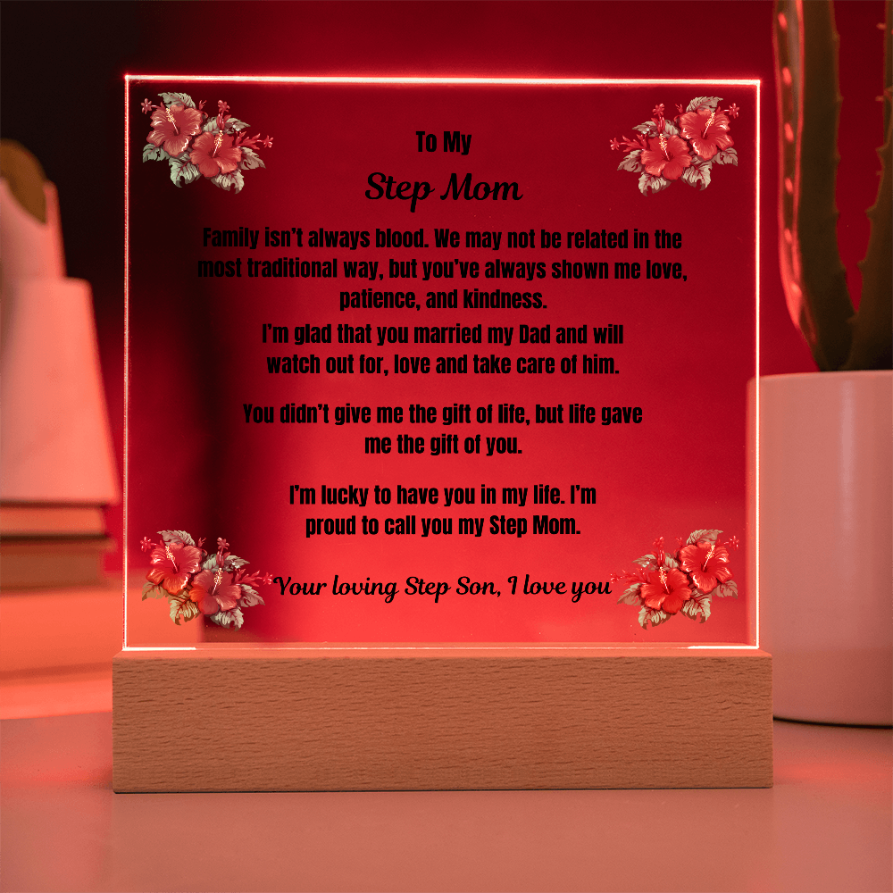 To My Step Mom Acrylic Square Plaque