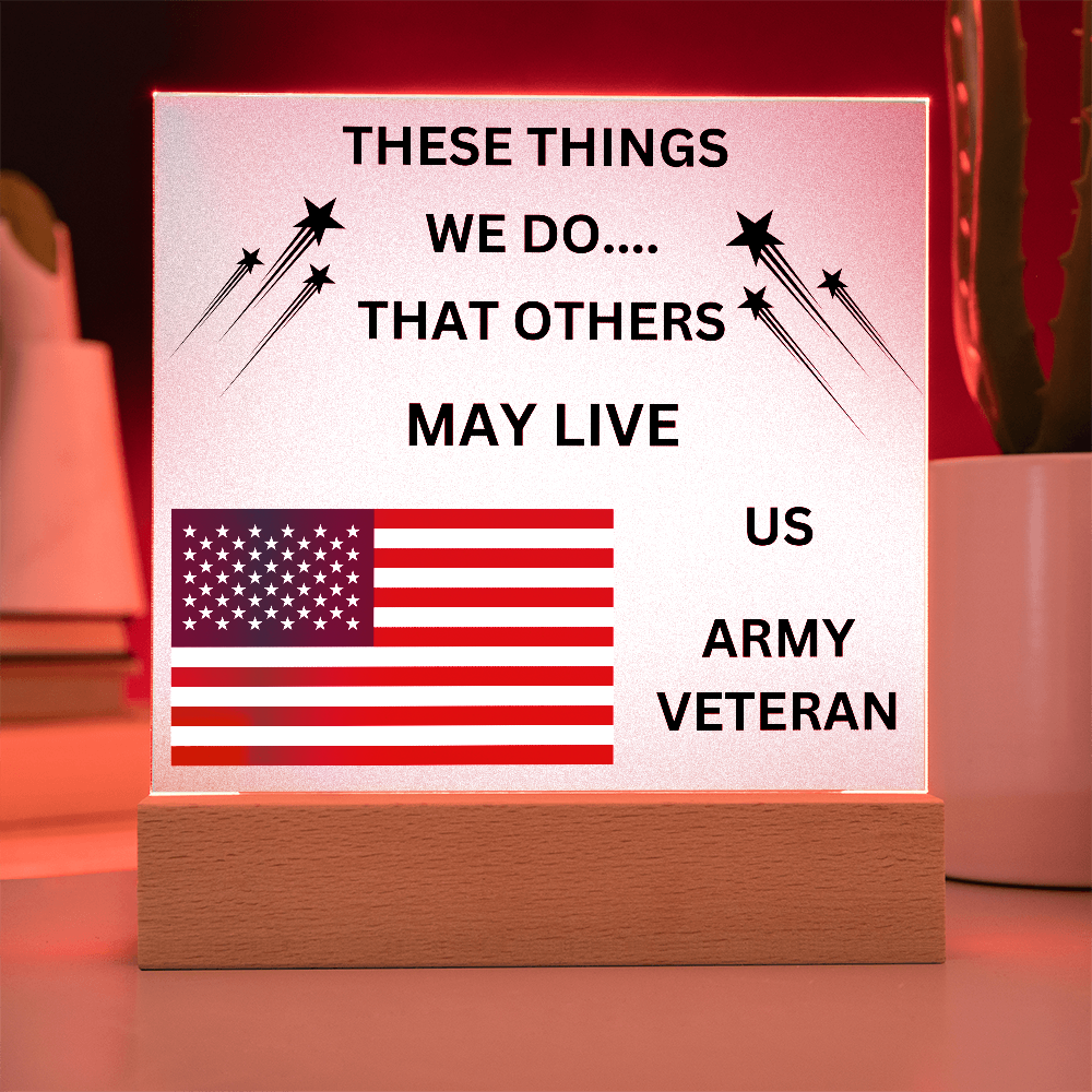 US Army Veteran Printed Acrylic Square Plaque