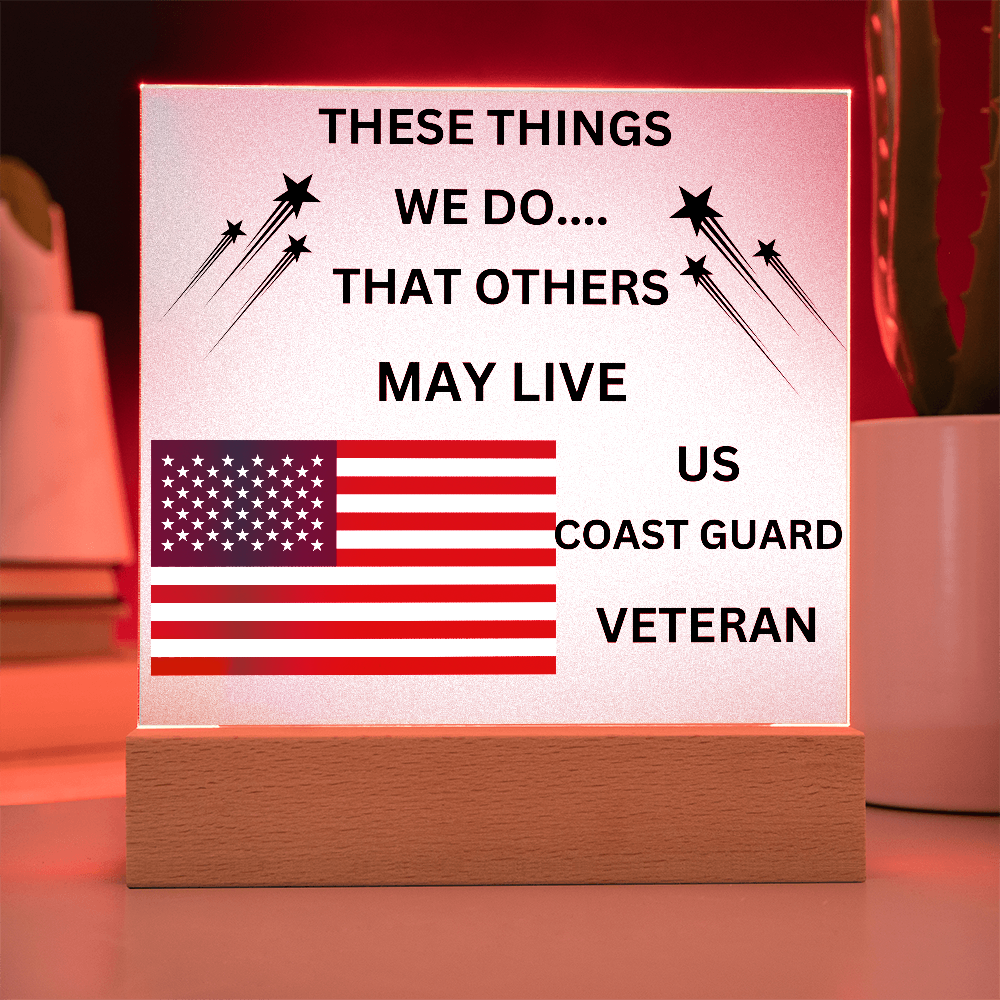US Coast Guard Veteran Printed Acrylic Square Plaque