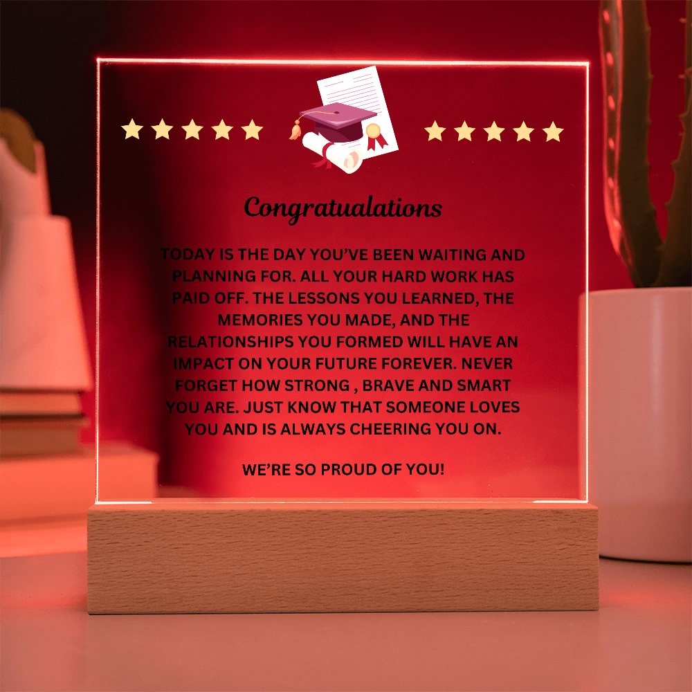 Graduation Congratulaions Printed Acrylic Sqauare Plaque