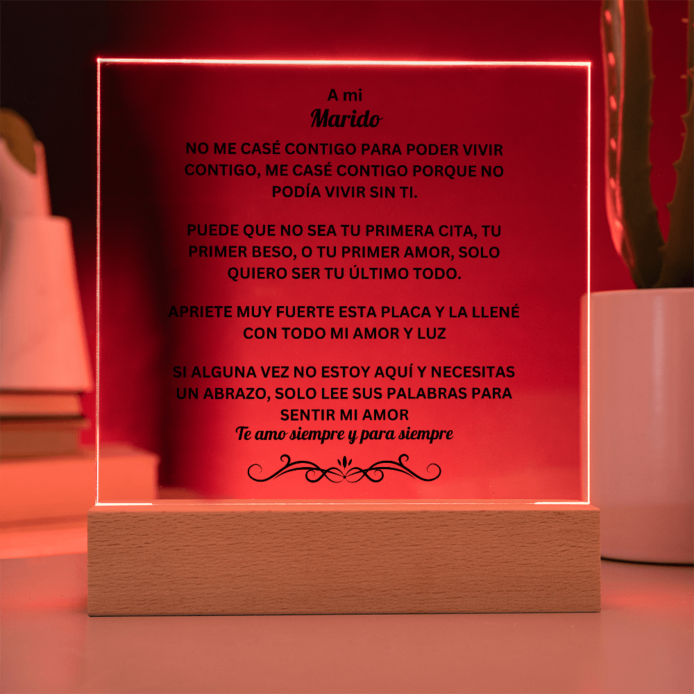 To My Husband Acrylic Square Plaque Spanish