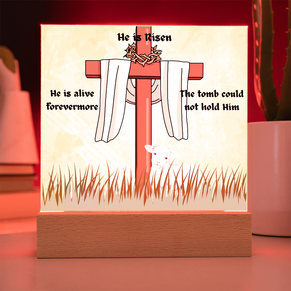 He is Risen Lamb of God Printed Square Acrylic Plaque