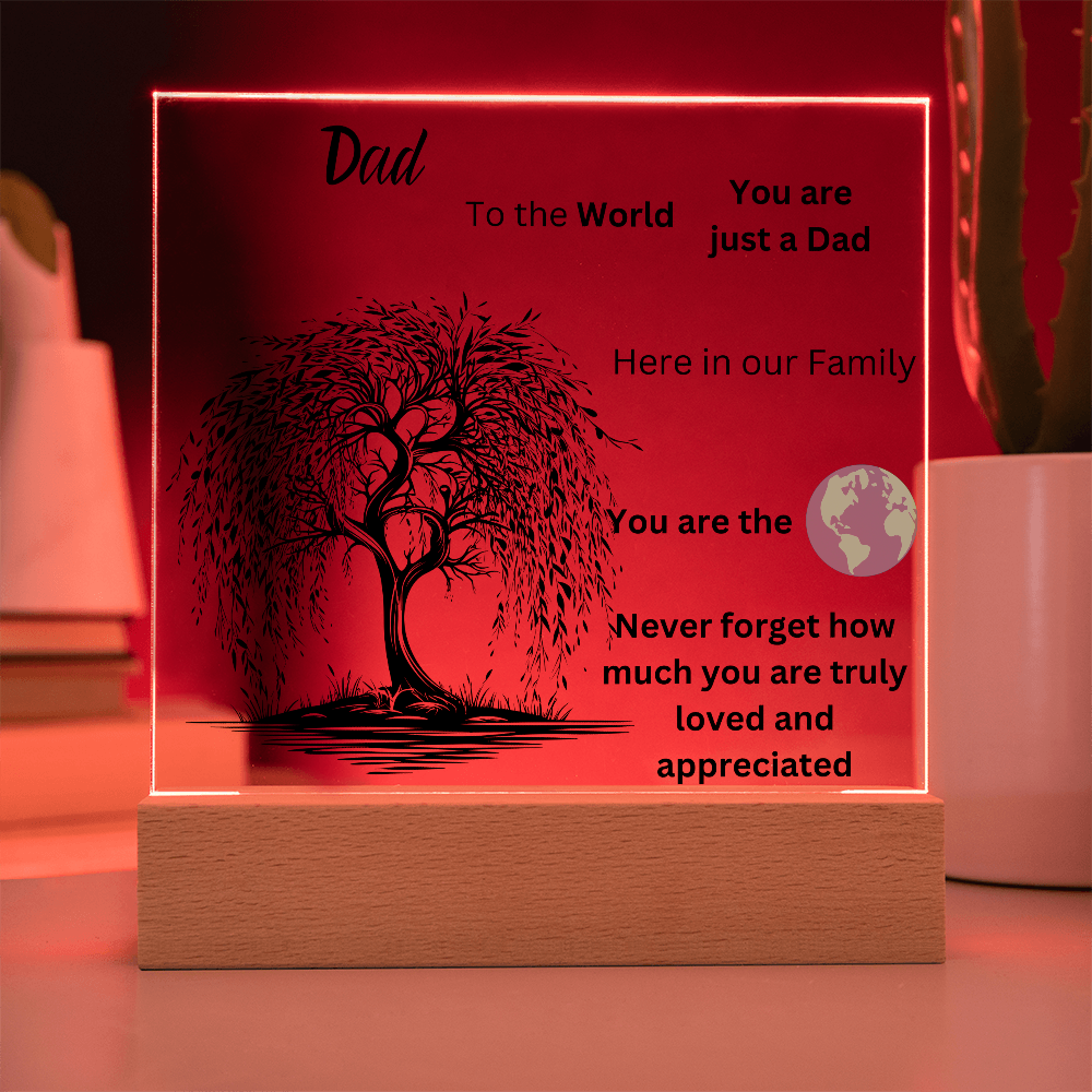 Dad To The World Printed Acrylic Square Plaque