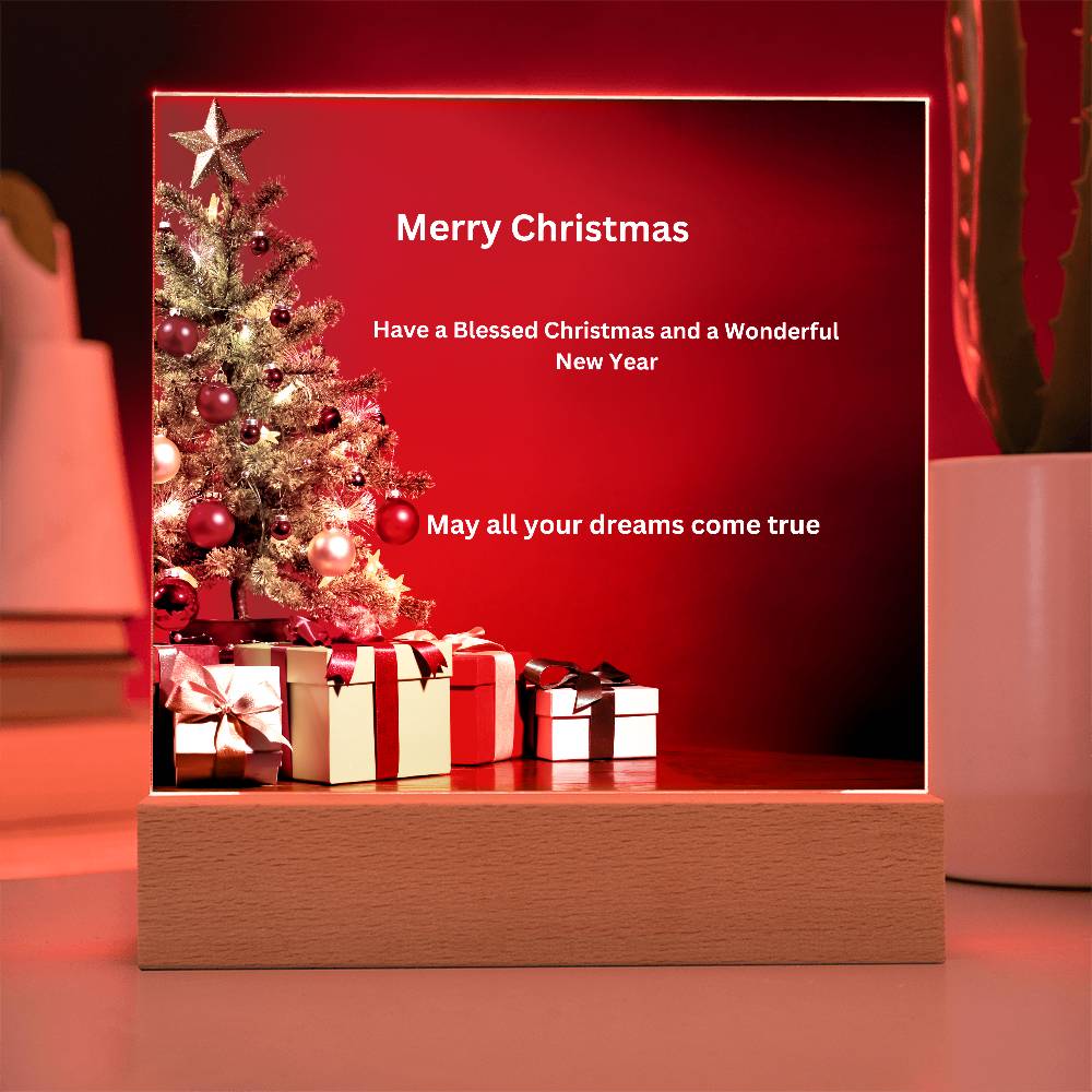 Merry Christmas Tree Printed Acrylic Plaque