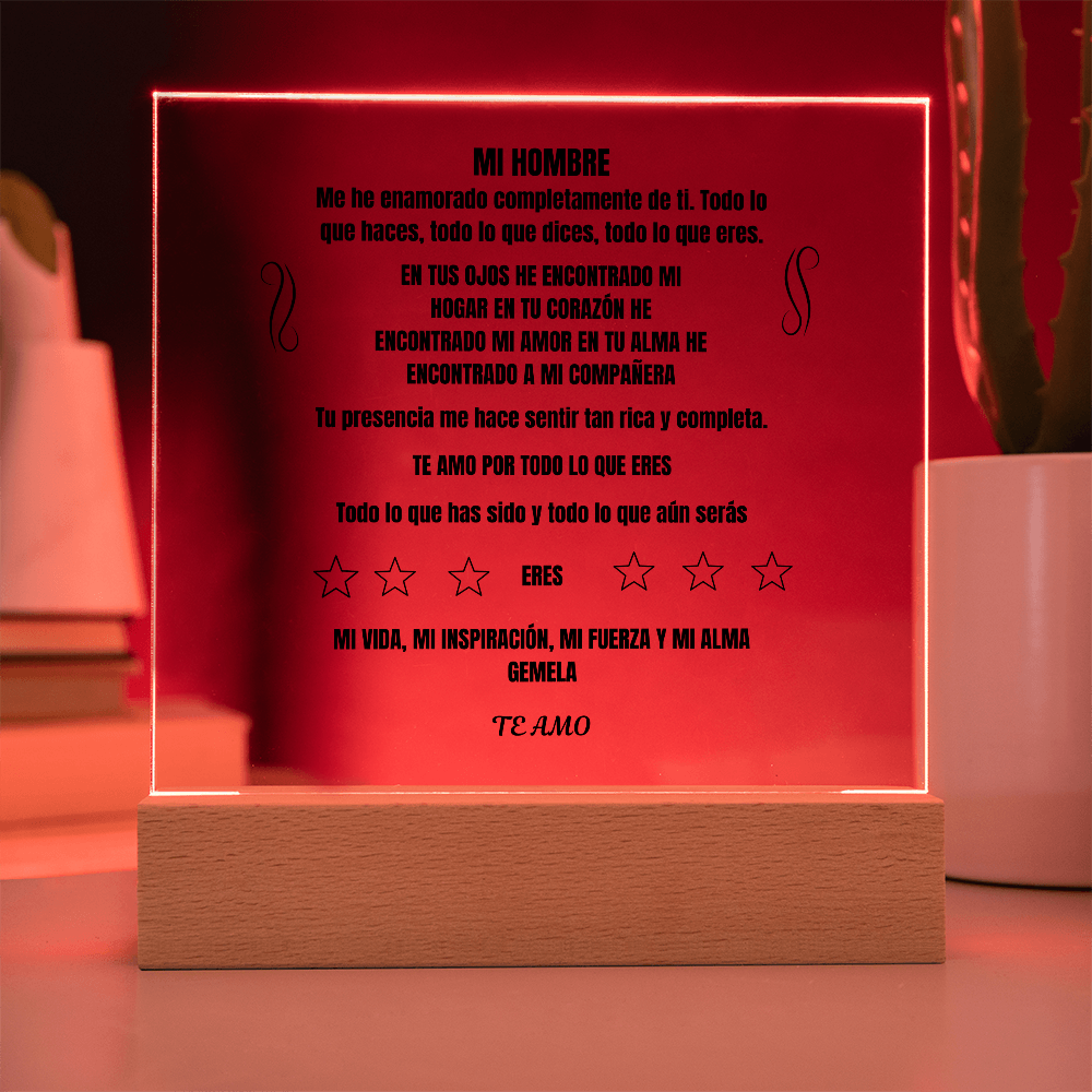 My Man Printed Square Plaque Spanish