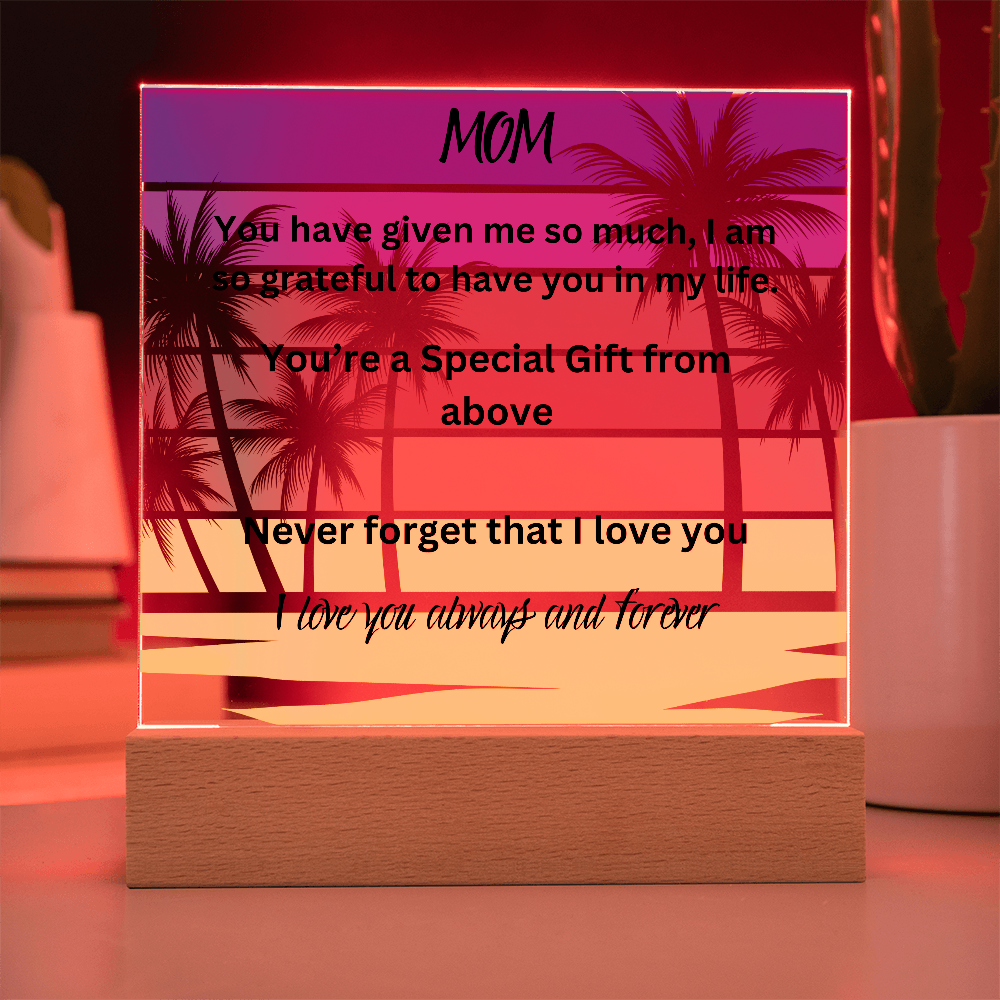 MOM Palm Tree Printed Acrylic Square Plaque