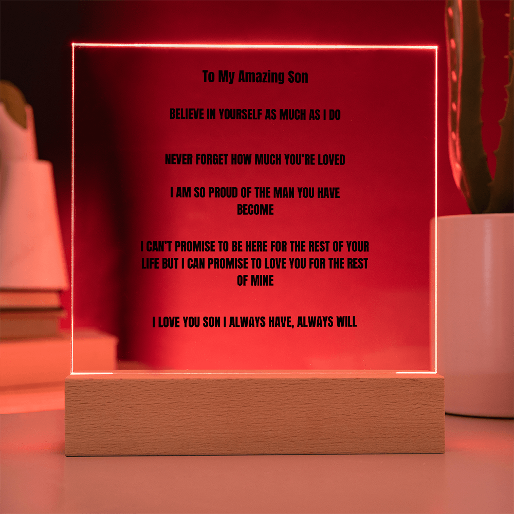 To My Amazing Son Acrylic Square Plaque